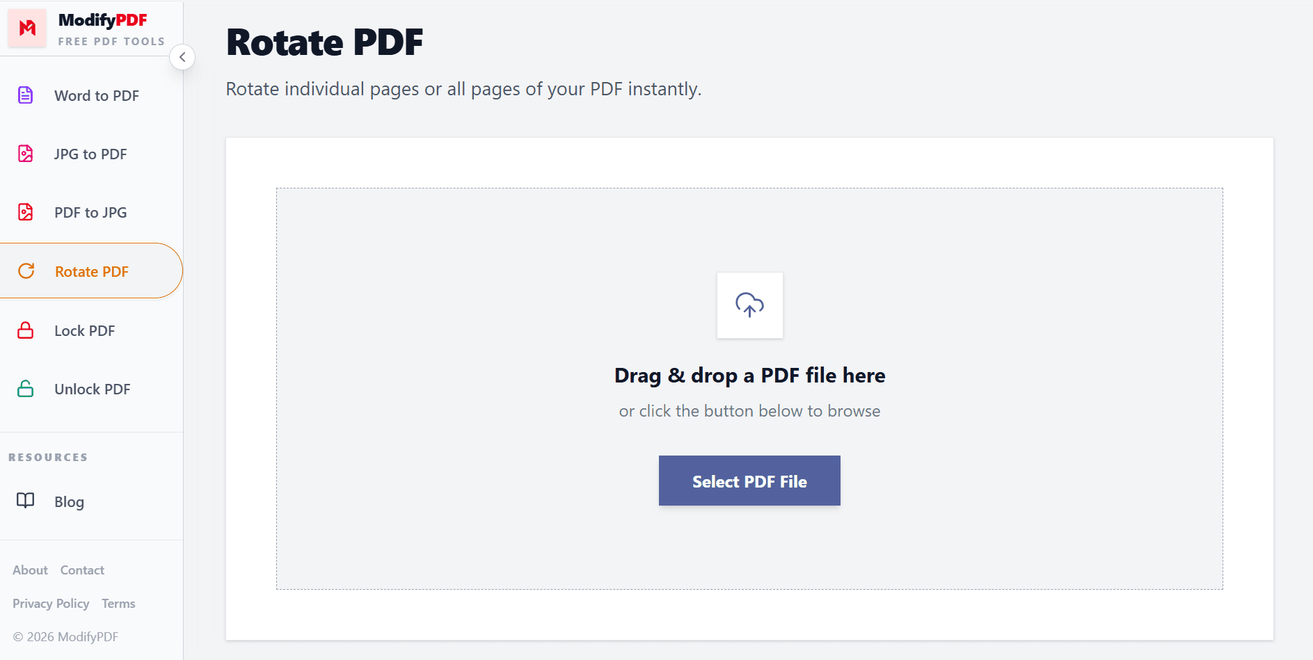 Upload a PDF file to rotate its pages online