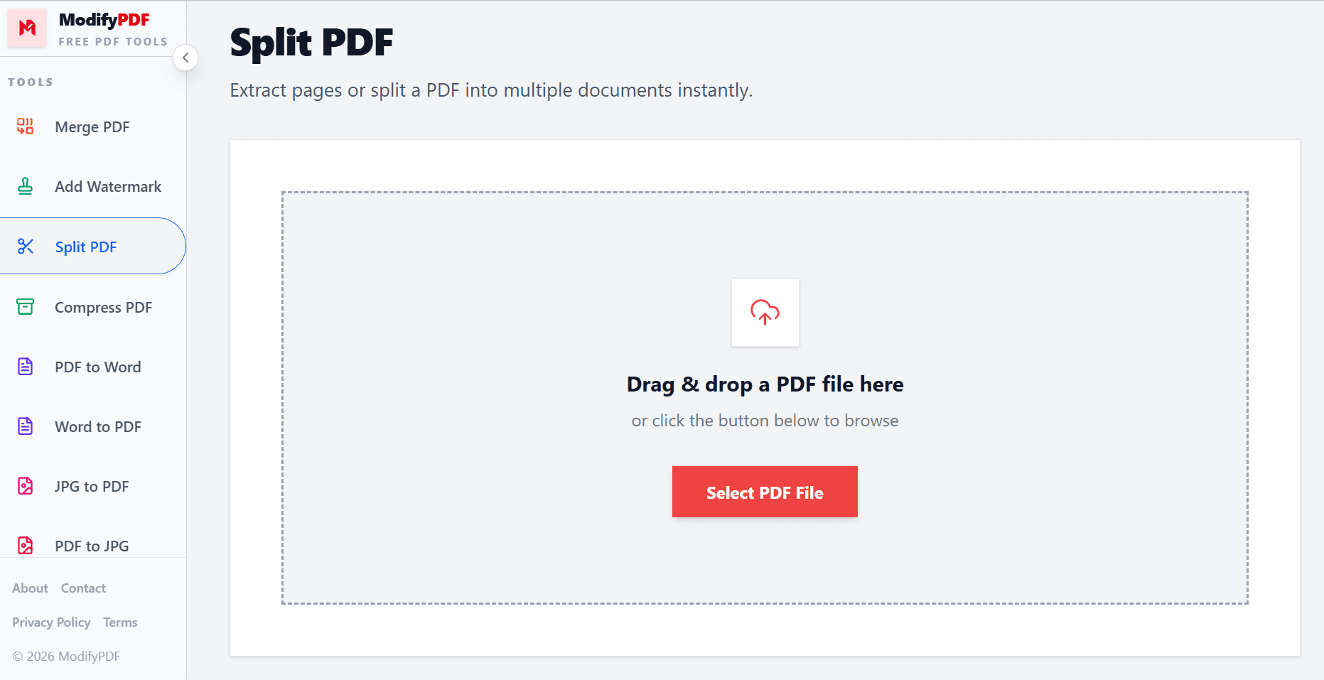 Upload a PDF to split it into smaller documents